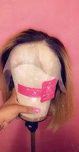 Load image into Gallery viewer, Indian Raw 13x4 613 w/ black roots- lace frontal Custom color Bob Unit {2 wig caps included}